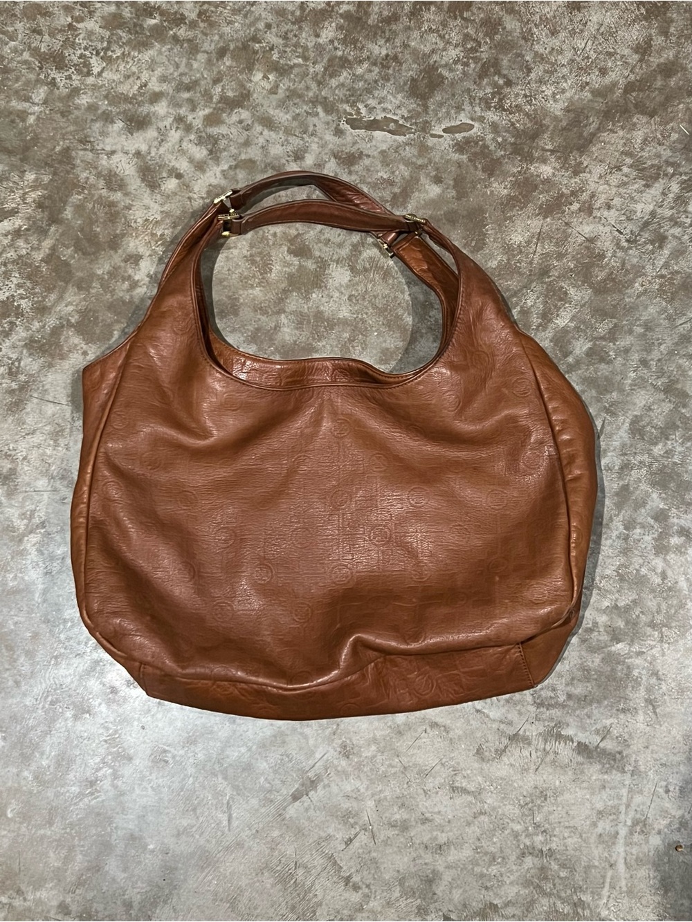 Tory Burch Embossed Brown Leather Hobo Satchel